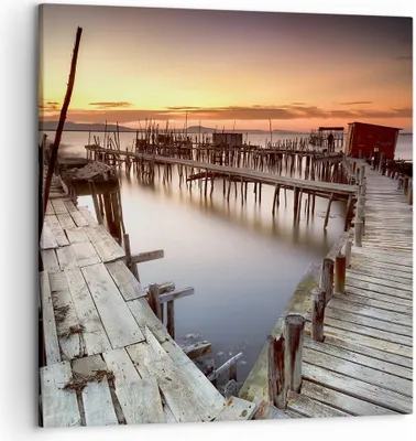 Produktbild von Bild auf Leinwand - Leinwandbild - Brücke Boot Meer - 50x50cm - Wand Bild - Wanddeko - Wandbilder - Leinwanddruck - Bilder - Kunstdruck - Wanddekoration - Leinwand bilder - Wandkunst - AC50x50-3807