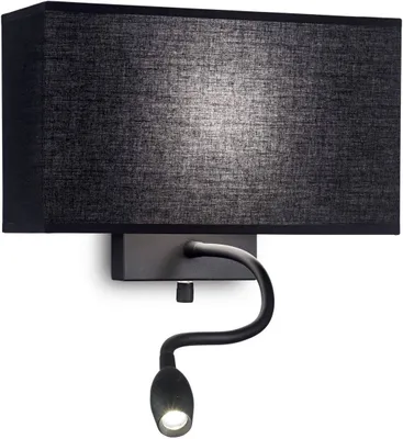 Produktbild von Moderne Hotel Metall Wandleuchte Schwarz 2 Lichter E27+Led 1,5W