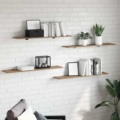Obrázok produktu pre Maison Exclusive – Regálová doska, 3 úrovne, 4 kusy, 100 x 20 x 1,5 cm, drevovláknitá doska, hnedá