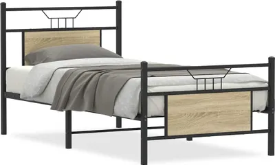 Image de vidaXL Cadre de lit sans matelas Chêne Sonoma 90x190 cm Bois composite