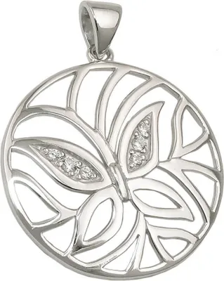 Produktbild von Anhänger Schmetterling im Kreis 23mm mit Zirkonia 925 Silber rhodiniert
