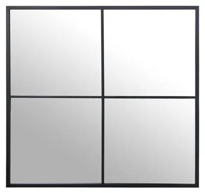Wandspiegel, vierkant, Metall, schwarz, 80 x 2 x 80 cm