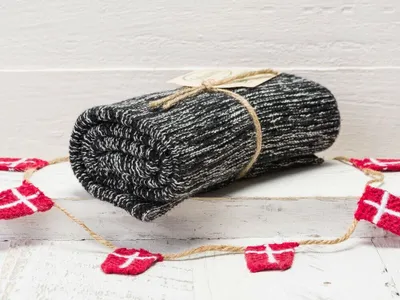 Produktbild von Solwang Küchentuch SCHWARZ CREME gestrickt ORGANISCH Geschirrtuch Handtuch Gäste