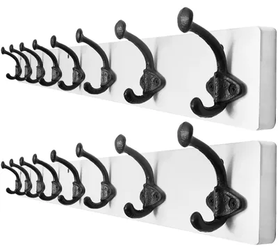 Immagine prodotto di Solidchoice - Gancio a muro con 8 ganci in ghisa, appendiabiti da parete per giacche, confezione da 2