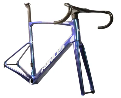 Produktbild von RINOS Rahmenset mit Gabel Sattelstütze Lenker Carbonfaser T800 für Rennrad Blau L