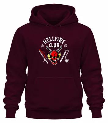 Produktbild von HELLFIRE CLUB Dämon Schädel Hörner D20 Flammenschwert Hoodie Kapuzenpullover, Burgundy, L
