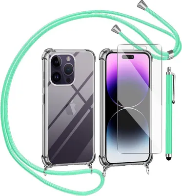 Obrázok produktu pre Puzdro pre iPhone 14 Pro Max 6,7 palca sklenený displej s retiazou
