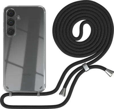 Produktbild von EAZY CASE Handykette kompatibel mit Samsung Galaxy S24 Plus, Handyhülle mit Umhängeband, Handykordel, Schutzhülle Clear, Band in Schwarz