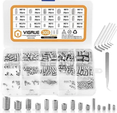 Obrázok produktu pre Sada skrutiek RVS s imbusovými a nástrčnými hlavami pre veľkosti M2,5, M3, M4, M5, M6 a M8