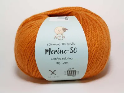 Immagine prodotto di Merino 50 Art'is Yarn 50% lana, 50%.poliacrilico | Colori certificati (222 ocra)
