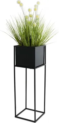 Obrázok produktu pre Kvetinový stojan, stojace kvetinové lôžko, moderné, kovové, podkrovie, èierna 70 cm