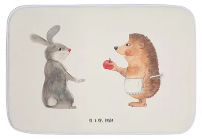 Produktbild von Mr. & Mrs. Panda Badematte Hase Igel - Weiß - Geschenk, Liebe Spruch, Teppich Bad, Trösten, Lustige Sprüche, und, Badvorleger, Badläufer, Badezimmerteppich, Herzschmerz