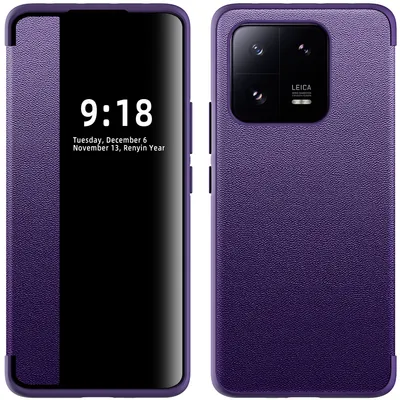 Obrázek produktu pro Pouzdro pro Xiaomi 13 Pro tenkéPolyuretankožené klopové pouzdro s okénkem pro zobrazení Fialová