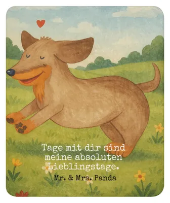 Produktbild von Mr. & Mrs. Panda Kuscheldecke Hund Dackel Design 130 x 155 cm - Weiß - Geschenk, Hunde, Herz, Tagesdecke, Heimdecke, Sprüche, Plaid, Decke, Wärmedecke