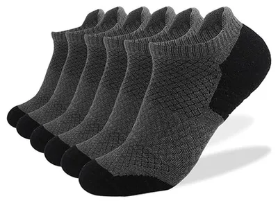 Produktbild von 6 Paar gepolsterte Herren-Knöchelsocken, niedrige, bequeme, atmungsaktive Freizeitsocken, Laufsocken, rutschfeste, atmungsaktive Sportsocken zum Wandern, Dunkelgrau -XL - XL