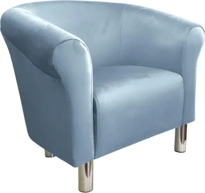 Produktbild von Sessel Milo BL06, verchromte Beine, grau, blau