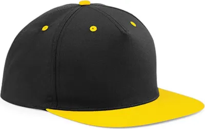 Produktbild von Beechfield B610c | 5 Panel Contrast Snapback Cap / Kappe / Mütze / Hut - Farbe: Black/Yellow - Größe: One Size