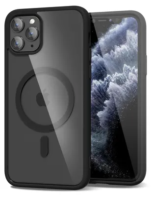 Obrázek produktu pro Magnetický kryt pro iPhone 11 Pro, kompatibilní s MagSafe, průhledné nárazuvzdorné pouzdro, ochranný zadní kryt Černá
