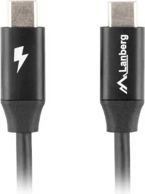 Produktbild von Lanberg CA-CMCM-40CU-0018-BK, 1,8 m, USB C, USB C, USB 2.0, 0,48 Gbit/s, Schwarz