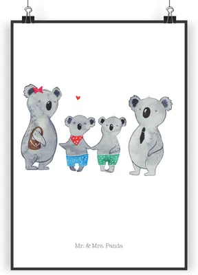 Produktbild von Mr. & Mrs. Panda Bild Koala Familie zwei DIN A5 - Weiß - Geschenk, drucke, Muttertag, wanddeko, Plakat, Zusammen, Kunstdruck, Wandbild, Koalabär