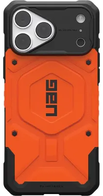 Image de Coque de protection pour iPhone 18 Pro Max / 17 Pro Max, modèle UAG Pathfinder, avec MagSafe, couleur orange avec des éléments noirs