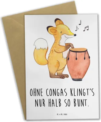 Produktbild von Mr. & Mrs. Panda Glückwunschkarte Bunte Congas - Weiß - Geschenk, weihnachtskarten, Handtrommeln, Instrument, hochzeitskarten, Lateinamerikanische Musik, Trommeln, Lernen