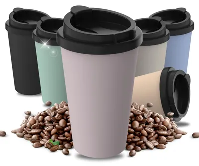 Thermosbecher aus Biokunststoff 350 ml, lila, auslaufsicher