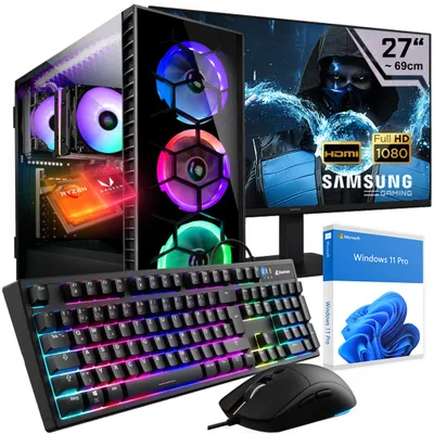 Produktbild von KRAFTPC Gaming PC Komplett-Set AMD Ryzen5 8600G - Radeon 760M  Power - 1TB M.2 NVMe SSD - 32GB DDR5 - Win11 - WLAN - 27"TFT 100Hz- Tastatur/Maus