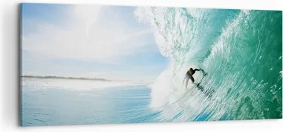 Produktbild von Bild auf Leinwand - Leinwandbild - Abenteuer surfer welle ozean - 100x40cm - Wand Bild - Wanddeko - Leinwanddruck - Bilder - Kunstdruck - Wanddekoration - Leinwand bilder - Wandkunst - AB100x40-2541