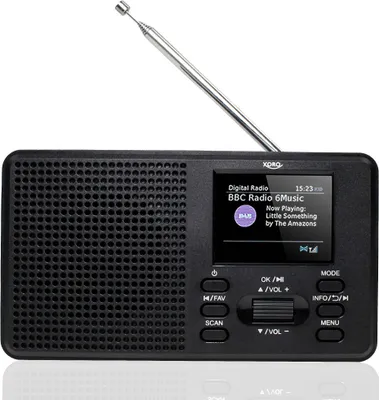 Produktbild von Xoro DAB 142 Radio Wecker tragbar, Bluetooth, 2,4\" Farbdisplay, RDS, Teleskopantenne, 3W RMS, 10 Schnellwahltasten, Schwarz, 170x95x59 mm, 285g