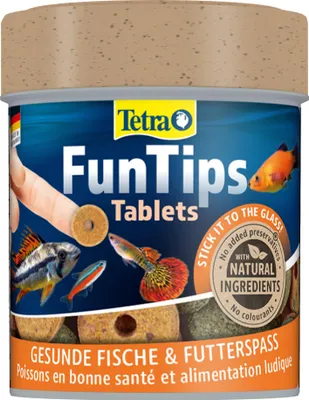 Produktbild von Tetra FunTips Tablets - an der Aquarium-Scheibe haftende Futtertabletten, optimal zum Beobachten der Fische geeignetes Fischfutter, 75 Tabletten