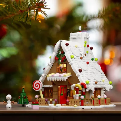 Produktbild von Weihnachts-Lebkuchenhaus-Block-Set mit LED-Lichtern, Weihnachtsdorf-Haus-Blöcke, Weihnachtsgeschenkideen (1090 Stück)