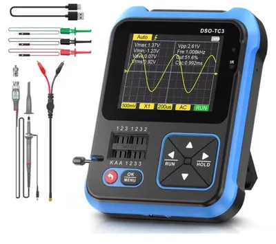 3-in-1 Digitaloszilloskop DSO TC3, 500 kHz, 2,4" Display