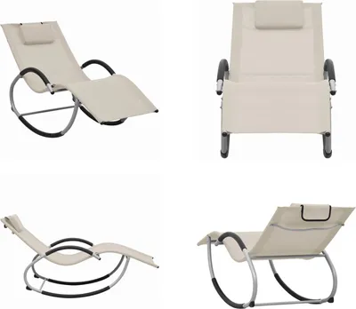 Produktbild von vidaXL Sonnenliege mit Kissen Creme Textilene - Sonnenliege - Sonnenliegen - Gartenliege - Relaxliege