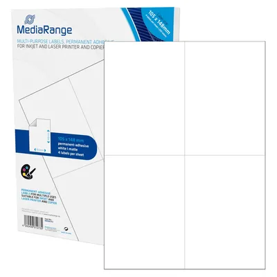 Produktbild von MediaRange Etiketten 105x148mm  200 St. stark haftend  weiß