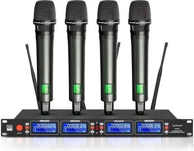 Obrázok produktu pre Profesionálna bezdrôtová karaoke súprava s mikrofónom, 4 kanály, dosah 100 m