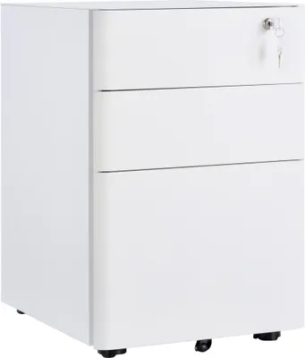 Zdjęcie produktu dla Fortuna Lai Rollcontainer  Mobilna szafka na dokumenty z 3 szufladami, szafka biurowa, stal, biała, 39 x 48 x 59 cm