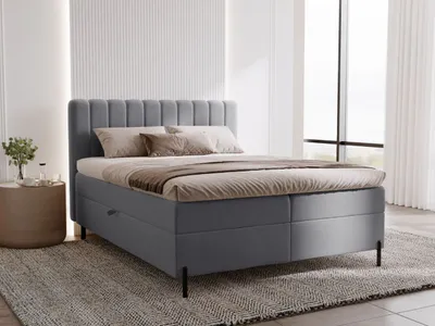 Produktbild von GrainGold Boxspringbett Primavera 180x200 - Bett mit Matratze und Topper - Boxspringbett mit Bettkasten und Matratze - Boxspringbett Dunkelgrau (Komodo 21)