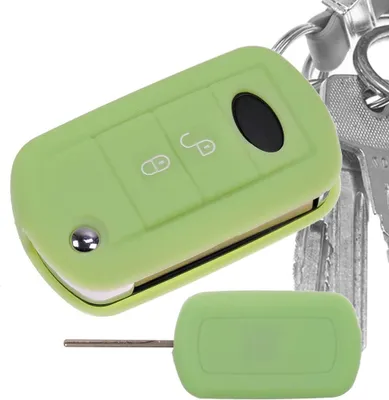 Produktbild von Auto Schlüssel Hülle Silikon Schutz Cover Fluoreszierend Grün kompatibel mit Land Rover Range Rover Sport LS Dicsovery III 2 Tasten Klappschlüssel