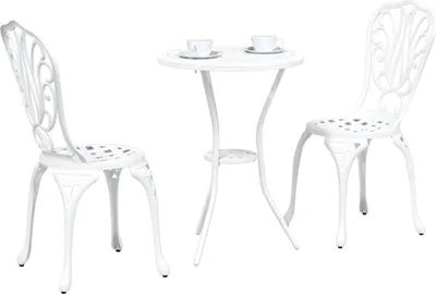 Immagine prodotto di vidaXL Set bistrot da giardino 3 pezzi alluminio bianco