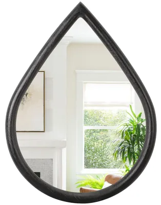 Productafbeelding van Wandspiegel, druppelvorm, houten frame, rustieke stijl, 65 x 45 cm, zwart