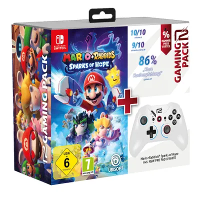 Produktbild von ready2gaming Nintendo Switch Mario + Rabbids Sparks of Hope + NSW Wireless Pro Pad X, white