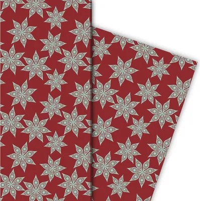 Produktbild von Edles grafisches Sternen Geschenkpapier nicht nur zu Weihnachten, rot - G8127, 32 x 48cm