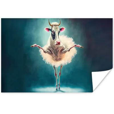 Produktbild von MuchoWow® Poster Kuh - Rock - Ballett - Tiere - Porträt 120x80 cm - Bilder