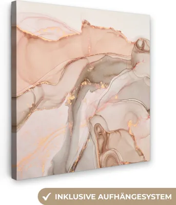 Produktbild von MuchoWow® - Leinwandbilder - Marmor - Rosa - Rosa, Wandbild, Wanddeko Bilder Wohnzimmer, 50x50 cm