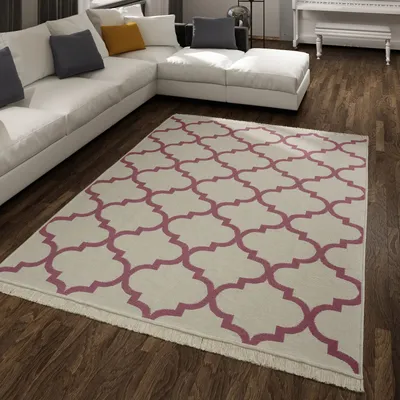 Produktbild von TT Home Wohnzimmer Teppich Esszimmer Waschbar Skandinavisches Design Fransen Wendeteppich Größe 140x200 cm