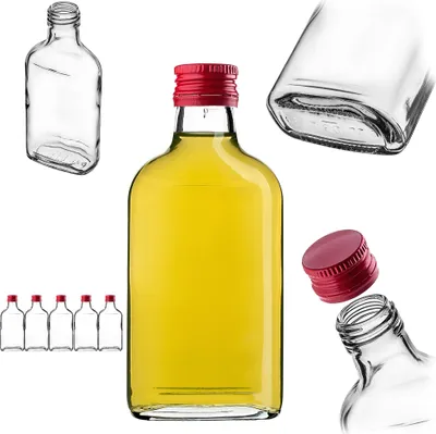 Immagine prodotto di Fiaschetta KADAX 200ml, 5 pezzi, bottigliette di vetro con tappo a vite, fiaschette, bottiglie vuote da riempire, mini bottiglie di liquore, bottiglie di grappa (rosso)