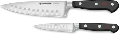 Koksmessenset 2-tlg. mit Kullenschliff – Kochmesser 16 cm & Gemüsemesser 9 cm