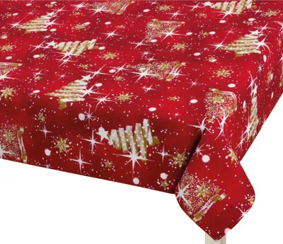 Obrázok produktu pre Vianočný obrus – 100 x 100 cm – červený, zlatý