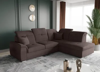 Produktbild von Kaiser Möbel Ecksofa mit schlaffunktion und bettkasten, Schlafsofa, Sofa L Form, Couch L Form BARON stoff Brooklyn Braun Rechts